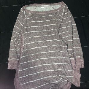 Maurices heather gray striped 3/4 sleeve Sweater size medium